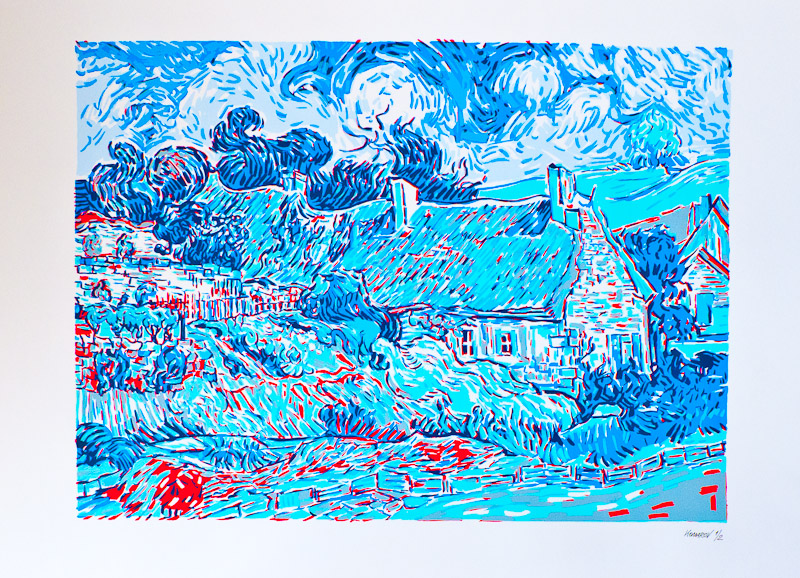 Thatched Cottages at Cordeville (after Van Gogh)