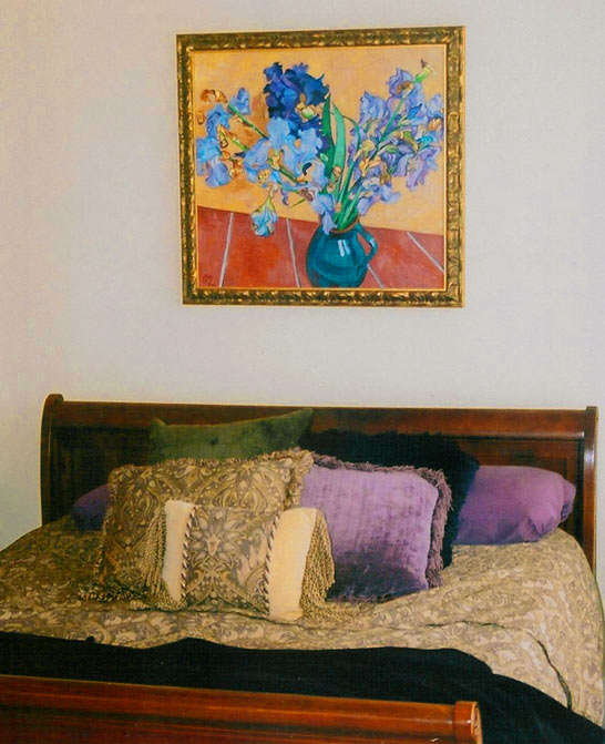 Irises painting in a home interior