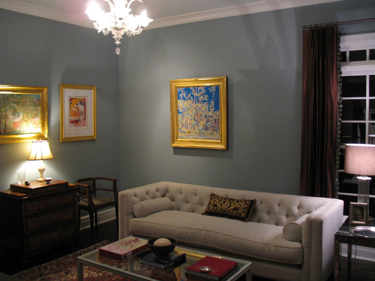 Sunlit poplars painting in a home interior