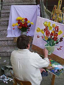 Vitali painting tulips